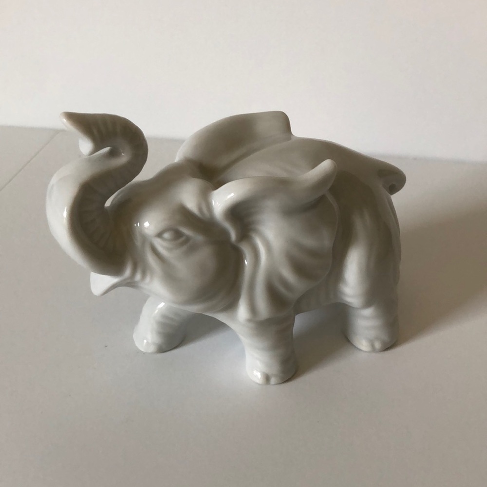 Vintage white Ceramic elephant figurine.